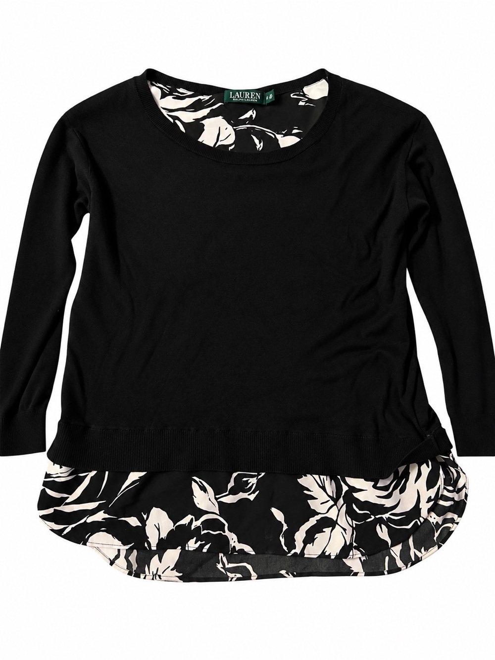 Lauren Ralph Lauren Black Pullover with Cream Floral Layer